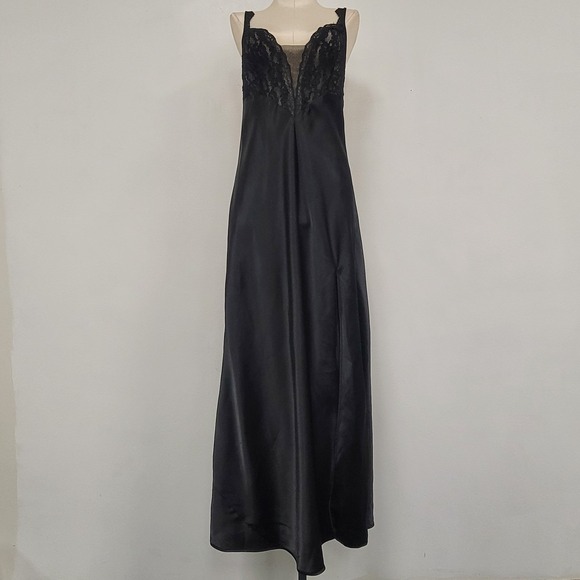 Victoria's Secret Dresses & Skirts - Vintage Victoria Secret Gold Label Womens Maxi‎ Slip Dress Size M Black Lacey